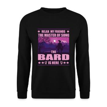 Barde, Meister der Lieder, Pen an Paper Design - Unisex Pullover - Schwarz - Vorne - Alina (178cm) & Michal (187cm)