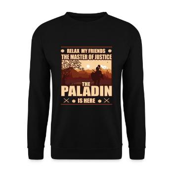 Paladin, der Meister der Gerechtigkeit - RPG Shirt - Unisex Pullover - Schwarz - Vorne - Alina (178cm) & Michal (187cm)