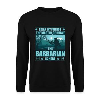 Barbar Meister des Mut, Roleplay Design - Unisex Pullover - Schwarz - Vorne - Alina (178cm) & Michal (187cm)