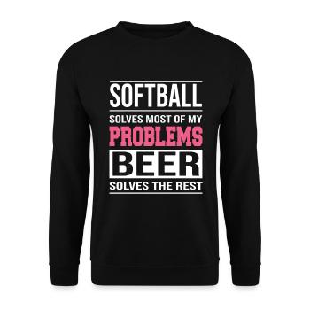 Softball löst die meisten meiner Probleme Design - Unisex Pullover - Schwarz - Vorne - Alina (178cm) & Michal (187cm)