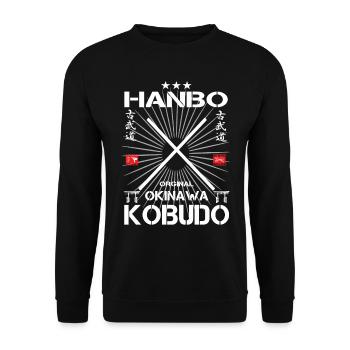 Hanbo Okinawa Kobudo Design - Unisex Pullover - Schwarz - Vorne - Alina (178cm) & Michal (187cm)