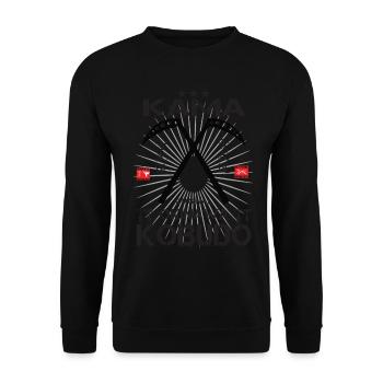 Kama Okinawa Kobudo Design - Unisex Pullover - Schwarz - Vorne - Alina (178cm) & Michal (187cm)