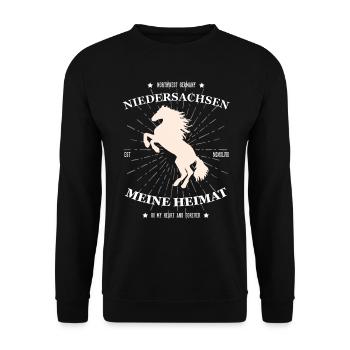 Niedersachsen meine Heimat Design - Unisex Pullover - Schwarz - Vorne - Alina (178cm) & Michal (187cm)