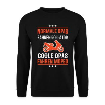 Coole Opas fahrer Moped Design - Unisex Pullover - Schwarz - Vorne - Alina (178cm) & Michal (187cm)