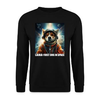 Hund im Weltraum LAIKA Raumfahrt Astronaut - Unisex Pullover - Schwarz - Vorne - Alina (178cm) & Michal (187cm)