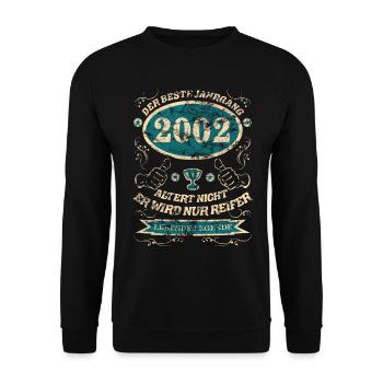 2002 der bester Jahrgang Design - Unisex Pullover - Schwarz - Vorne - Alina (178cm) & Michal (187cm)