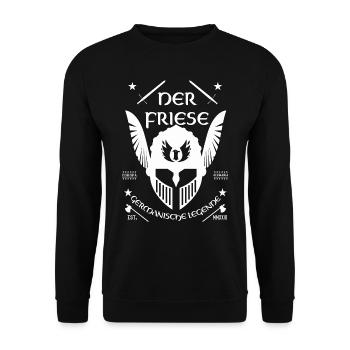 Der Friese - germanische Legenden, Friesen Design - Unisex Pullover - Schwarz - Vorne - Alina (178cm) & Michal (187cm)