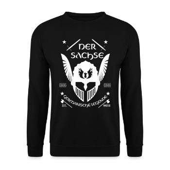Sachse - germanische Legenden, Sachsen Design - Unisex Pullover - Schwarz - Vorne - Alina (178cm) & Michal (187cm)