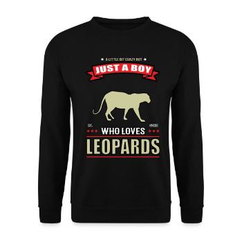 Just a Boy who loves Leoparden Outfit - Unisex Pullover - Schwarz - Vorne - Alina (178cm) & Michal (187cm)
