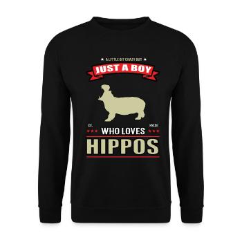 Juste un garçon qui aime la tenue des hippopotames - Sweat-shirt Unisexe - noir - Devant - Alina (178cm) & Michal (187cm)