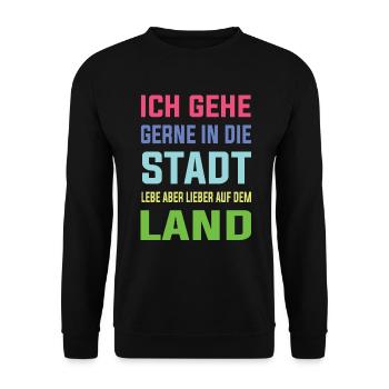 Ich lebe gerne lieber auf dem Land - Landleben - Unisex Pullover - Schwarz - Vorne - Alina (178cm) & Michal (187cm)