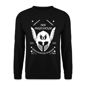 Der Angelsachse - Germanisches Stolz Design - Unisex Pullover - Schwarz - Vorne - Alina (178cm) & Michal (187cm)