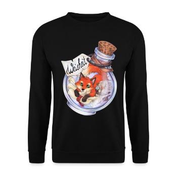 Potion Weisheit Fuchs mit Büchern & Schriftrollen - Unisex Pullover - Schwarz - Vorne - Alina (178cm) & Michal (187cm)