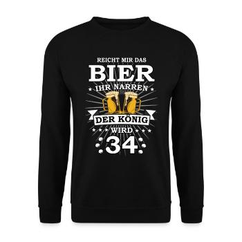Reicht mir das Bier ihr Narren der König wird 34 - Unisex Pullover - Schwarz - Vorne - Alina (178cm) & Michal (187cm)