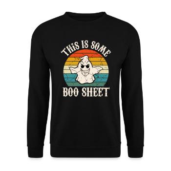 Dies ist Boo Sheet Ghost Retro Halloween Kostüm - Unisex Pullover - Schwarz - Vorne - Alina (178cm) & Michal (187cm)