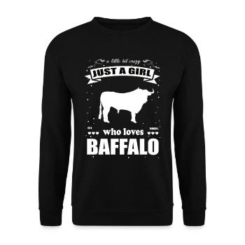 Just a Girl who loves Wasserbüffel Outfit - Unisex Pullover - Schwarz - Vorne - Alina (178cm) & Michal (187cm)