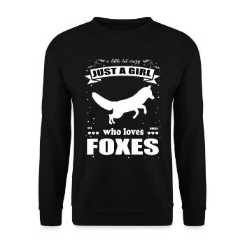Just a Girl who loves Füchse Outfit - Unisex Pullover - Schwarz - Vorne - Alina (178cm) & Michal (187cm)