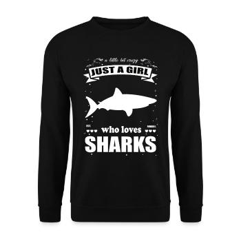 Just a Girl who loves Haie Outfit - Unisex Pullover - Schwarz - Vorne - Alina (178cm) & Michal (187cm)