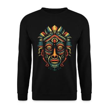 Tiki Kultur Maori Maske für einen Tkik Fans - Unisex Pullover - Schwarz - Vorne - Alina (178cm) & Michal (187cm)