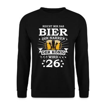 Reicht mir das Bier ihr Narren der König wird 26 - Unisex Pullover - Schwarz - Vorne - Alina (178cm) & Michal (187cm)