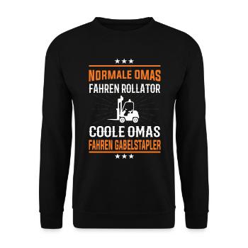 Coole Omas fahren Traktor Design - Unisex Pullover - Schwarz - Vorne - Alina (178cm) & Michal (187cm)