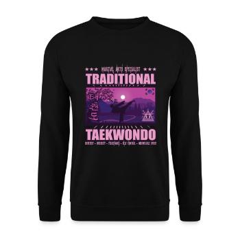 Taekwondo Corée Design, rose et violet - Sweat-shirt Unisexe - noir - Devant - Alina (178cm) & Michal (187cm)