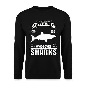 Juste un garçon qui aime la tenue des requins - Sweat-shirt Unisexe - noir - Devant - Alina (178cm) & Michal (187cm)