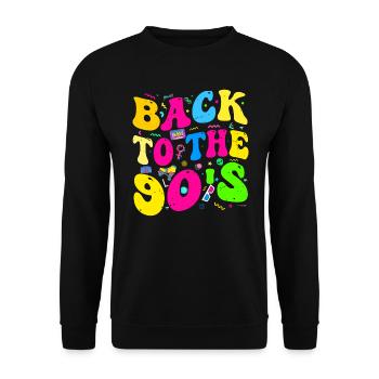 Retour aux années 90 Costume Party Retro - Sweat-shirt Unisexe - noir - Devant - Alina (178cm) & Michal (187cm)