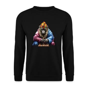 Chimpanzé jouant à l’art des échecs, échecs de singe - Sweat-shirt Unisexe - noir - Devant - Alina (178cm) & Michal (187cm)