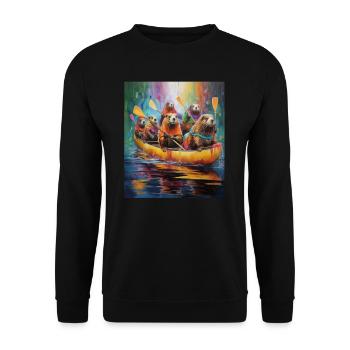lustige Biber im Boot, Kajak Kanadier paddeln Kanu - Unisex Pullover - Schwarz - Vorne - Alina (178cm) & Michal (187cm)