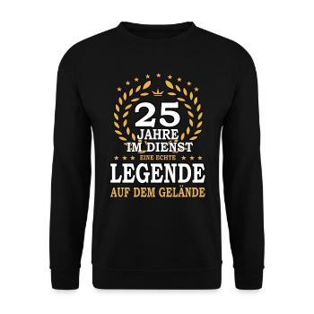 25 Jahre Jubiläum, eine Legende auf dem Gelände - Unisex Pullover - Schwarz - Vorne - Alina (178cm) & Michal (187cm)