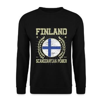 Cooles Finnland Design - Unisex Pullover - Schwarz - Vorne - Alina (178cm) & Michal (187cm)
