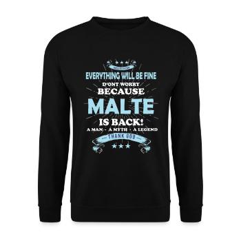 Everything will be fine Malte Is back - Unisex Pullover - Schwarz - Vorne - Alina (178cm) & Michal (187cm)