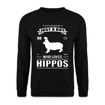 Juste un garçon qui aime la tenue d’hippopotame - Sweat-shirt Unisexe - noir - Devant - Alina (178cm) & Michal (187cm)