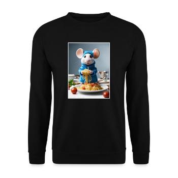 Kitchen Cooking Noodles, Funny Spaghetti Mouse - Unisex Sweatshirt - black - Front - Alina (178cm) & Michal (187cm)