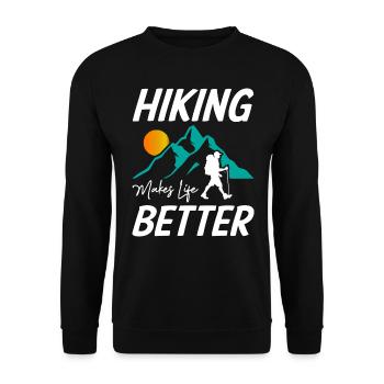 Hiking Makes Life Better - Unisex Pullover - Schwarz - Vorne - Alina (178cm) & Michal (187cm)