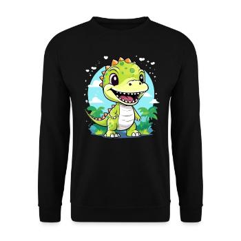 cute dinosaur, dino, little t-rex for kids - Unisex Sweatshirt - black - Front - Alina (178cm) & Michal (187cm)