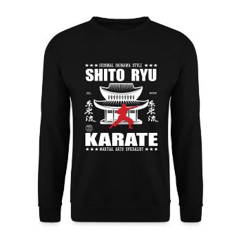 coole Shito-Ryu Kampfsport Design mit Kanji - Unisex Pullover - Schwarz - Vorne - Alina (178cm) & Michal (187cm)