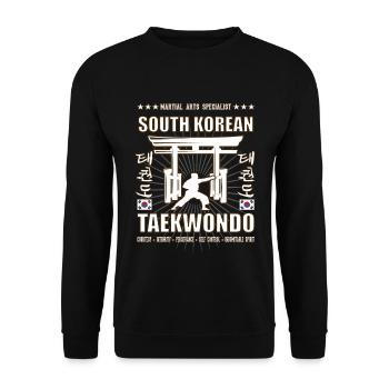 cool taekwondo martial arts design with kanji - Unisex Sweatshirt - black - Front - Alina (178cm) & Michal (187cm)