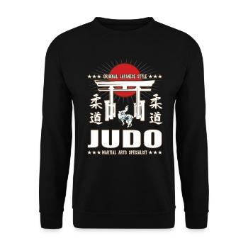 conception d’arts martiaux de judo cool avec kanji - Sweat-shirt Unisexe - noir - Devant - Alina (178cm) & Michal (187cm)
