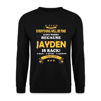 Everything will be fine Jayden Is back - Unisex Sweatshirt - black - Front - Alina (178cm) & Michal (187cm)