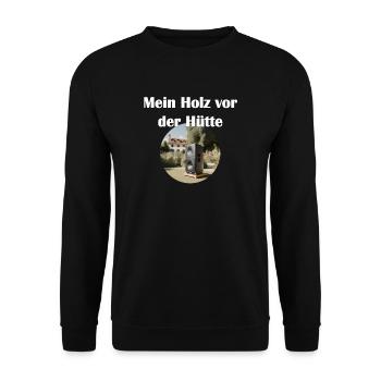Mein Holz vor der Hütte (für Lautsprecher-Freaks) - Unisex Pullover - Schwarz - Vorne - Alina (178cm) & Michal (187cm)