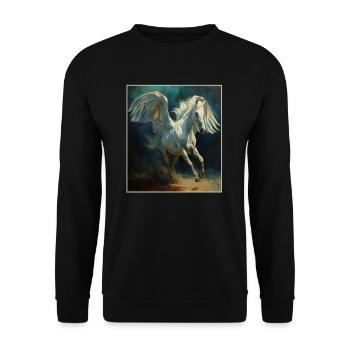 Angel, Art, Humor ,Mule , Pony, Horse with Wings - Unisex Sweatshirt - black - Front - Alina (178cm) & Michal (187cm)