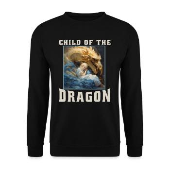 Fantasy , Fabelwesen Drache, Kind des Drachen - Unisex Pullover - Schwarz - Vorne - Alina (178cm) & Michal (187cm)