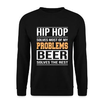 Hip hop solves problems, beer solves the rest - Unisex Sweatshirt - black - Front - Alina (178cm) & Michal (187cm)