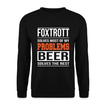 Foxtrot solves problems, beer solves the rest - Unisex Sweatshirt - black - Front - Alina (178cm) & Michal (187cm)