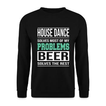 La danse house résout les problèmes, la bière résout le reste - Sweat-shirt Unisexe - noir - Devant - Alina (178cm) & Michal (187cm)