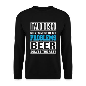 Italo Disco solves problems, beer solves the rest - Unisex Sweatshirt - black - Front - Alina (178cm) & Michal (187cm)