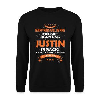 Everything will be fine Justin Is back - Unisex Sweatshirt - black - Front - Alina (178cm) & Michal (187cm)