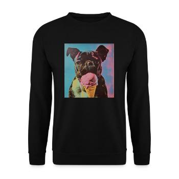 Eis Hund Sommer Eiskreme Eisdiele FUNNY Hunde - Unisex Pullover - Schwarz - Vorne - Alina (178cm) & Michal (187cm)